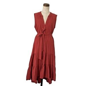 Anthropologie Drew Cotton Midi Dress High-Low Sz Small NWT Amber TerraCotta $238